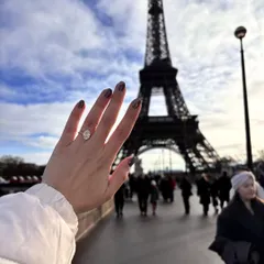 From Mumbai to Paris, a promise is universal. This stunning oval solitaire ring was chosen to mark a beautiful proposal in the city of love, a testament to a love story that will now last forever.
