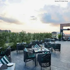 Our rooftop seating is designed for comfort and style, offering an open-air experience with stunning day and evening views of the city.