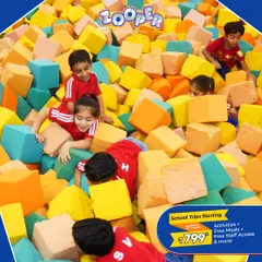 My school outings are designed for controlled fun, not chaos. Students can dive into the foam pit for a soft and exciting landing after a day of learning and play.