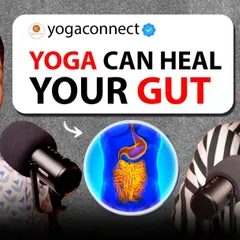 A thumbnail from a podcast where I discussed how yoga can heal your gut. The connection between gut health, diet, and yoga is a topic I am very passionate about.