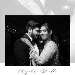 A tender moment between Rajat and Pradhi during their engagement. The black and white conversion emphasizes the emotion and intimacy, making it a timeless memory of their special day.