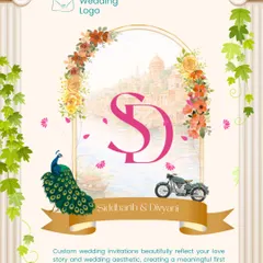 A custom wedding logo or monogram is a beautiful way to brand your celebration. For Siddharth and Divyani, we combined their initials with elements from their story: a peacock, a motorcycle, and a meaningful location.