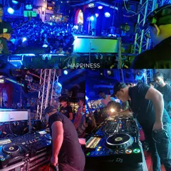 A view from my console during a packed Ganesh festival set for Dharavicha Sukhakarta. The top image shows the massive crowd I'm playing for, and the bottom shows me locked in on my Pioneer DJ setup, mixing the perfect track for the moment. This is happiness.