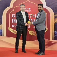 Receiving the Innovative Solar Technology Award for Excellence in Monitoring and Analytics at the Rajasthan Energy Excellence Awards. This highlights our advanced, data-driven approach to energy management and asset optimization.
