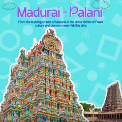 The vibrant gopuram of the Meenakshi Temple in Madurai. Our trip combines the buzzing streets of Madurai with the divine climb of Palani for a truly spiritual experience.