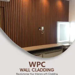 We revolutionized this dressing room with our WPC wall cladding. The wood-finish panels create a warm and elegant backdrop for the vanity, turning a functional space into a stylish one.