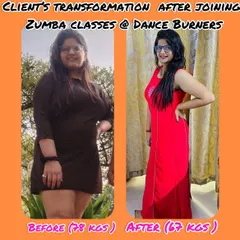 We are so proud to share this incredible client transformation. With consistent Zumba classes and dedication, she lost 11 kgs in just 3 months. This is proof that having fun while working out brings amazing results.