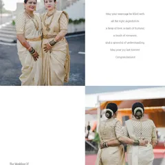 A beautiful example of coordinating outfits for the mother and aunt of the bride. Both are wearing custom-designed blouses with matching sarees, showing elegance from every angle.