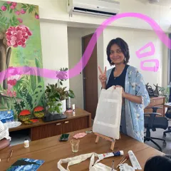 Tote bag painting is one of my favorite workshops! You get to design and paint your own bag, creating a piece of wearable art that's 100% you.