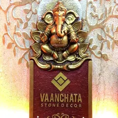 We also create custom name boards for businesses. This piece for a stone decor company features a prominent Ganesha sculpture above the brand name, creating a professional and auspicious entrance for their office or showroom.