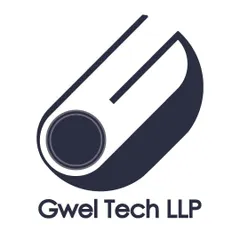 A monochrome version of the Gwel Tech logo. This single-color variation ensures brand recognition and legibility in applications where the full-color palette is not suitable, such as on certain documents or merchandise.