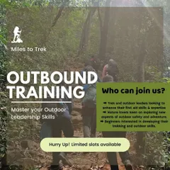 An announcement for our Outbound Training program. We offer specialized courses for anyone looking to master outdoor leadership and first aid skills.