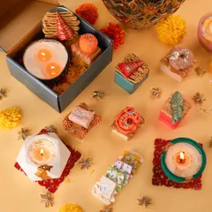 A closer look at my collection of Mithai-shaped soaps, perfect for festive gifting. Each piece, from the kaju katli to the jalebi, is a detailed, handcrafted soap that's gentle on the skin.