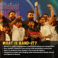 The winning moment from a previous Band-It competition, capturing the pure joy and excitement of the champions. This event is designed to give over 10,000 students a platform to perform, compete, and celebrate their hard work.