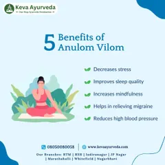 Anulom Vilom, or alternate nostril breathing, is a simple pranayama with profound benefits. It helps decrease stress, improve sleep quality, and reduce high blood pressure.