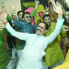 Pure joy and energy at the Mehendi party. I love capturing these candid moments of family and friends dancing and celebrating together.