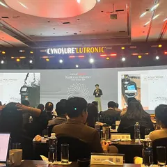 A view from the audience at the Cynosure Lutronic APAC Summit. Presenting my clinical data and experiences to a large group of international peers helps foster a global dialogue on the best practices in laser dermatology.