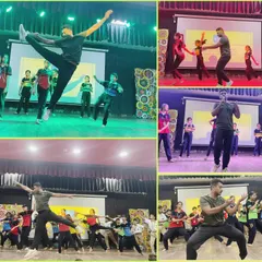 A collage capturing the vibrant energy from one of my school dance workshops. You can see the focus, the fun, and the fantastic performances.