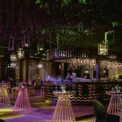 A look at the 30-foot all-access bar we designed and produced for a Sangeet in Bangalore. With its intricate design and surrounding engagement zones, it became the vibrant centerpiece of the evening.