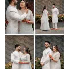 A collection of posed and candid moments, capturing the couple's interactions and the elegance of their engagement attire.