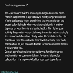 Can you use protein supplements? Yes, but with caution. I explain that they are an easy way to meet protein goals but should not be used to blindly follow someone else's diet. Always consult a professional to find what's right for you.