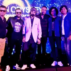 After the show with the band. This was taken right after a performance at a corporate awards ceremony, where we provided the musical entertainment for the evening.