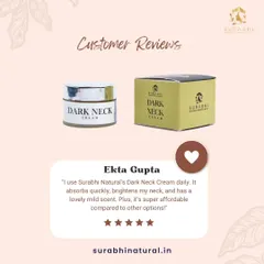 Ekta Gupta shared her experience with our Dark Neck Cream, noting how quickly it absorbs and its lovely mild scent. We strive to make our products both effective and affordable.