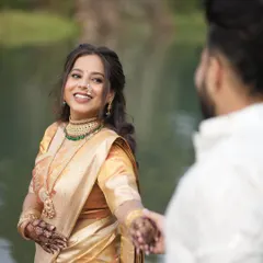 Engagement perfection. It was a joy to pre-pleat this stunning golden silk saree for this beautiful bride-to-be, ensuring her drape was perfect for her special photos.