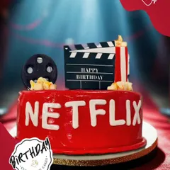 Now streaming: the perfect birthday cake for a movie lover. I had so much fun creating this Netflix-themed cake for Kabir in Civil Lines, complete with a clapperboard and popcorn for his special day.