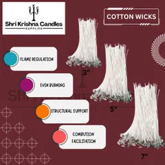 Cotton wicks are a staple for any candle maker. This image shows the different sizes I offer, from 3-inch to 7-inch, ensuring you have the right wick for an even burn in any size container.