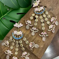 For me, accessories are wearable art. These exquisite meenakari earrings, with their lotus motifs and delicate pearl drops, are a testament to the beauty of traditional Indian craftsmanship.