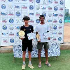 Eshita and Svar as a formidable team, reaching the finals of the NS U/14 Doubles Tournament.