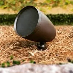 This is another example of a landscape speaker, designed to look like a small spotlight. We strategically place these around your property to provide even sound coverage without disrupting the natural beauty of your outdoor space.