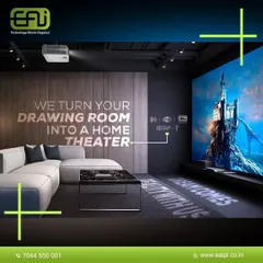 We specialize in transforming versatile spaces, like this drawing room, into a high-performance home theater without compromising your home's aesthetic.
