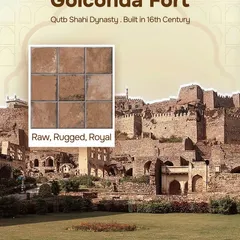 Inspired by the Golconda Fort, this tile captures a raw, rugged, and royal aesthetic. The weathered, earthy tones are perfect for creating a floor with a sense of history and strength.