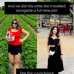 This client achieved her transformation while managing a full-time job and frequent travel. My coaching is designed for real-world challenges, teaching you how to stay consistent no matter how busy life gets.
