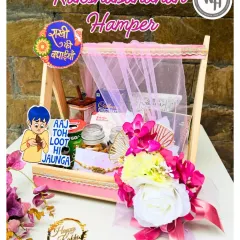 Celebrating the playful bond of siblings with this fun-filled Rakshabandhan hamper. It's packed into a quirky, decorated wooden swing basket and filled with treats and surprises, making it the perfect gift to bring a smile to your brother or sister's face.