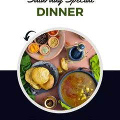 We like to make weekends special. Here is an example of our Saturday special dinner, featuring delicious Aloo-Poori with Pethe ki Sabzi. Our menu changes daily so you never get bored.