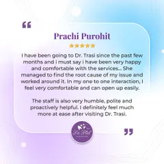 This patient's feedback emphasizes our focus on finding the root cause of an issue. We are happy to know she felt comfortable and at ease, as creating a supportive environment is a key part of our practice.