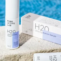 We create aspirational product shots that tell a story. For this H2O Ultra Hydration Serum, we used a poolside setting with natural light and water textures to instantly communicate freshness and hydration.