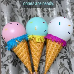 Our mini ice cream cone favors are a huge hit at kids' parties. These cute cones are topped with a colorful balloon "scoop" and are perfect as return gifts or party decor.