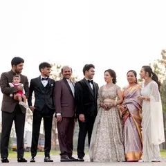 A beautiful family portrait with the newlyweds. Capturing the entire family, from the youngest to the oldest, is an essential part of the wedding story.