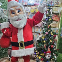 Another look at our cheerful Santa Claus mascot. The performer is ready to interact with children and adults, listen to Christmas wishes, and create a truly festive atmosphere.