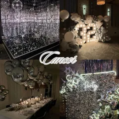 Zodiac decor aesthetics: Cancer. Sentimental, cozy, and chic. For Cancer, I imagine a shimmering silver theme with disco balls and soft lighting for an intimate and glamorous feel.