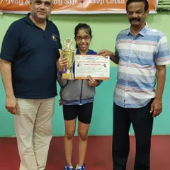 Kaira Baliga with her silver medal trophy from the first state ranking tournament in the cadet girls category. A great start to the season.
