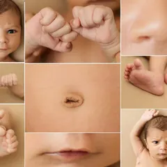 A collage of all the tiny details, from a close-up of the face to the little belly button and toes. A perfect way to remember how small they were.