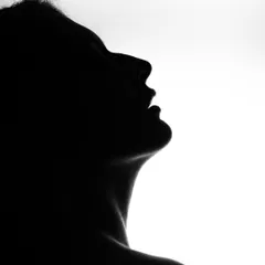 A silhouette portrait against a white background. This high-contrast, minimalist shot from my boudoir series emphasizes form and shadow for a powerful, artistic statement.