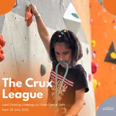 Here’s a young competitor showing incredible focus during The Crux League. Our lead climbing events are designed to challenge both new and experienced climbers, with separate categories to ensure a fair and exciting competition for everyone.
