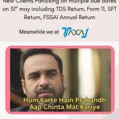 A meme featuring Pankaj Tripathi's famous dialogue, "Hum Karte Hain Prabandh," to show how we handle the stress of multiple compliance deadlines for our clients.