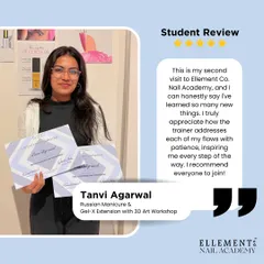 Nothing makes me prouder than seeing my students succeed. Here’s what Tanvi had to say after completing her Russian Manicure and Gel-X workshops with us. We focus on patient, step-by-step guidance.